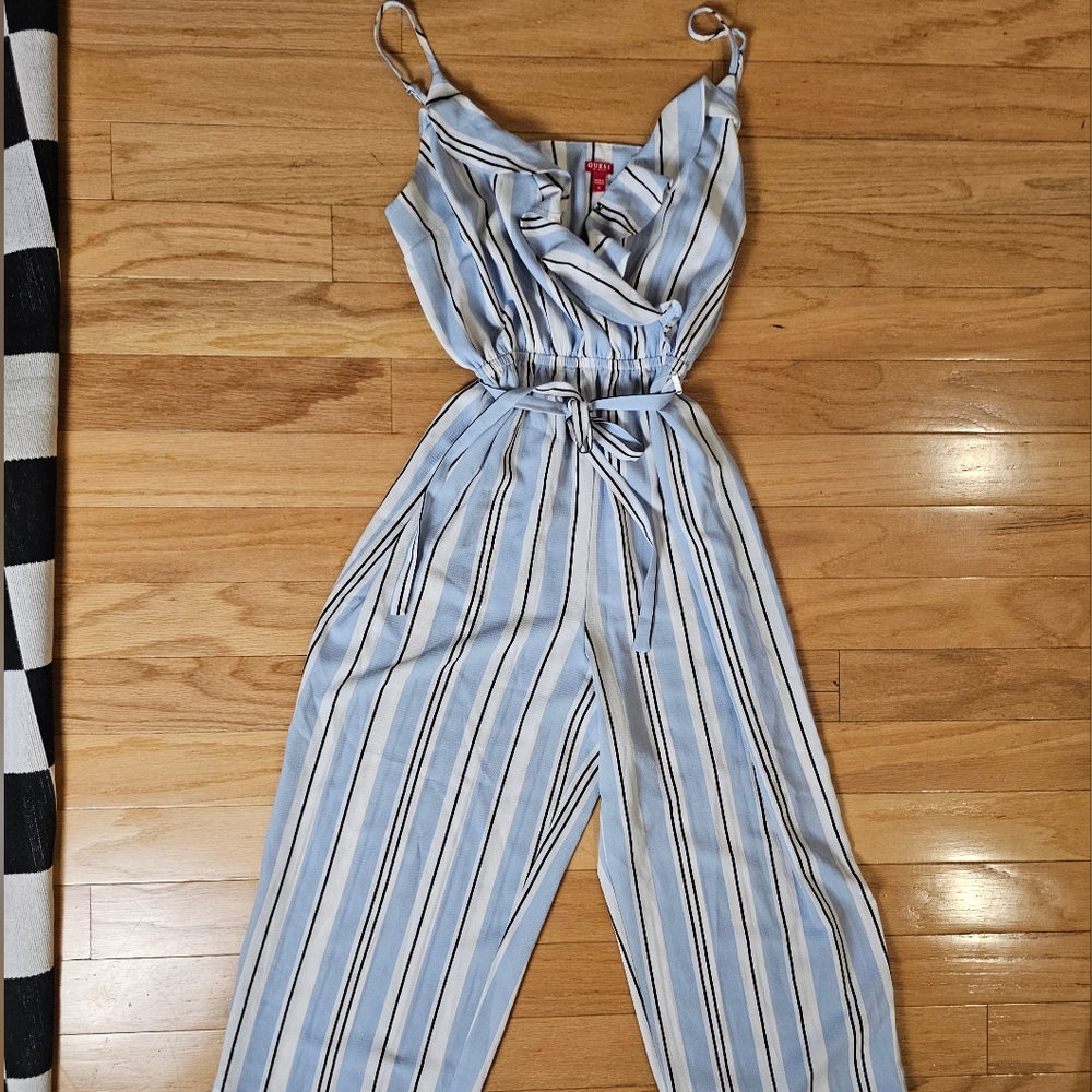 Guess Striped Blue Ruffle Jumpsuit